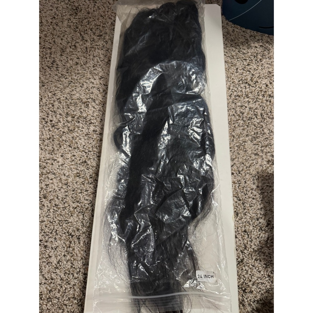 Long Wavy Black Lace Front Wig 24 Inch Body Wave Natural Hairline Adjustable Cap